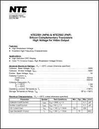 NTE2501 datasheet: Silicon complementary NPN transistor. High voltage for video output. NTE2501