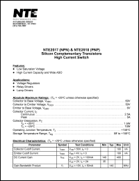 NTE2518 datasheet: Silicon complementary PNP transistor. High current switch. NTE2518