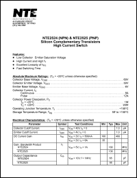 NTE2524 datasheet: Silicon complementary NPN transistor. High current switch. NTE2524