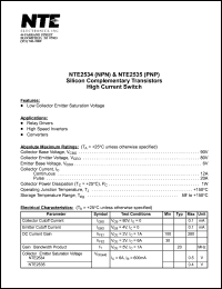 NTE2534 datasheet: Silicon complementary NPN transistor. High current switch. NTE2534