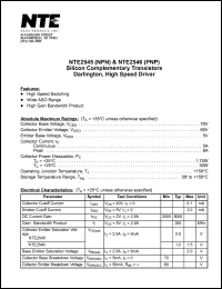 NTE2545 datasheet: Silicon complementary NPN transistor. Darlington, high speed driver. NTE2545