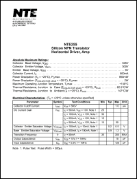 NTE255 datasheet: Silicon NPN transistor. Horizontal driver, amp. NTE255