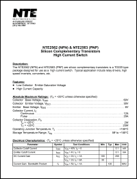 NTE2563 datasheet: Silicon complementary PNP transistor. High current switch. NTE2563