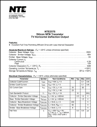 NTE2578 datasheet: Silicon  NPN transistor. TV horizontal deflection output. NTE2578