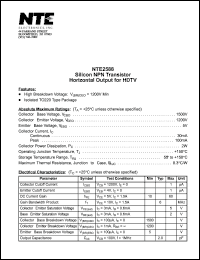 NTE2588 datasheet: Silicon NPN transistor. Horizontal output for HDTV. NTE2588