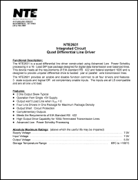 NTE2631 datasheet: Integrated circuit. Quad differential line driver. NTE2631