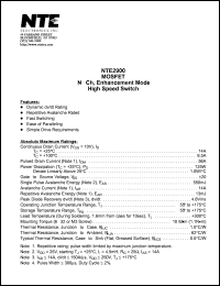 NTE2900 datasheet: MOSFET. N-Ch, enhancement mode high speed switch. NTE2900