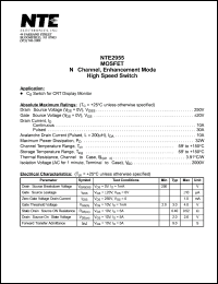 NTE2955 datasheet: MOSFET. N-channel, enhancement mode high speed switch. NTE2955