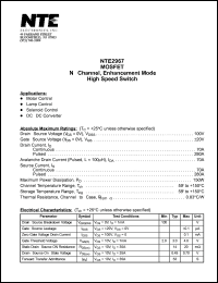 NTE2967 datasheet: MOSFET. N-channel, enhancement mode high speed switch. NTE2967