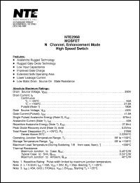 NTE2968 datasheet: MOSFET. N-channel, enhancement mode high speed switch. NTE2968