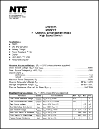 NTE2973 datasheet: MOSFET. N-channel, enhancement mode high speed switch. NTE2973