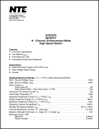 NTE2976 datasheet: MOSFET. N-channel, enhancement mode high speed switch. NTE2976