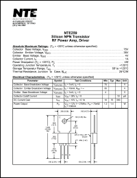 NTE299 datasheet: Silicon NPN transistor. RF power amp, driver. NTE299