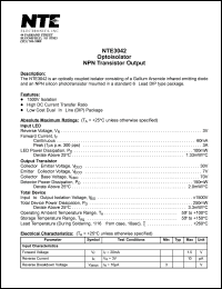 NTE3042 datasheet: Optoisolator. NPN transistor output. NTE3042