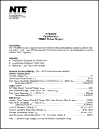 NTE3048 datasheet: Optoisolator. TRIAC driver output NTE3048