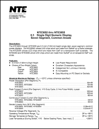 NTE3053 datasheet: Orange 0.3 inch single digit numeric display, seven segment, common anode. NTE3053