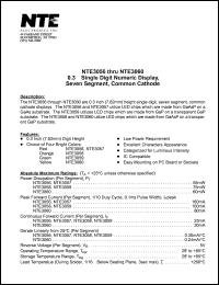 NTE3060 datasheet: Yellow 0.3 inch single digit numeric display, seven segment, common cathode.. NTE3060