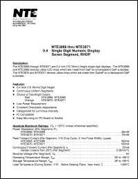 NTE3071 datasheet: Orange 0.4 inch single digit numeric display, seven segment, RHDP. NTE3071
