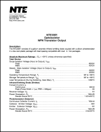 NTE3081 datasheet: Optoisolator. NPN transistor output. NTE3081