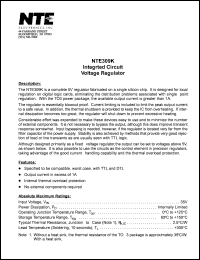 NTE309K datasheet: Integrated cicuit. Voltage regulator. NTE309K