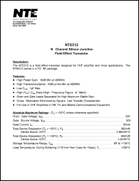 NTE312 datasheet: N-channel silicon junction. Field effect transistor. NTE312