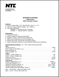 NTE3220 datasheet: Optoisolator NPN transistor output, 2-channel type. NTE3220