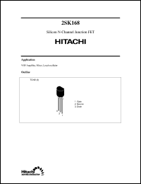 2SK168 datasheet: Small signal high frequency amplifier field effect (FET) transistor 2SK168