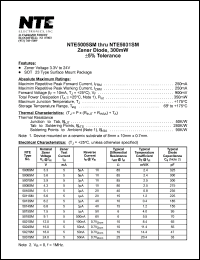 NTE5021SM datasheet: Zener diode, 300watt, + - 5 % tolerance. Nominal zener voltage Vz = 12.0V, Zener test current Izt = 5mA. NTE5021SM