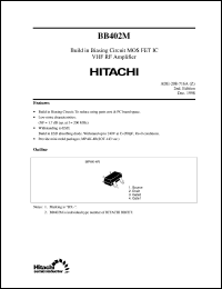 BB402M datasheet: Small signal high frequency amplifier field effect (FET) transistor BB402M