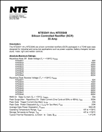 NTE5544 datasheet: Silicon controlled rectifier (SCR). Repetitive peak off-state & reverse voltage Vdrm,Vrrm = 300V. RMS on-state current 35A. NTE5544