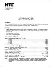 NTE5554 datasheet: Silicon controlled rectifier. Peak reverse blocking voltage Vrrm = 400V. Forward current 25A. NTE5554