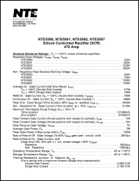 NTE5590 datasheet: Silicon controlled rectiifier (SCR), 470 Amp. Repetitive peak voltage Vdrm,Vrrm,Vdsm = 200V. RMS on-state current It(rms) = 780A. NTE5590