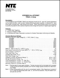 NTE5604 datasheet: TRIAC, 4 Amp. Peak repetitive off-state voltage Vdrm = 300V. NTE5604