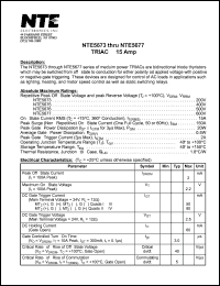 NTE5673 datasheet: TRIAC, 15A. Repetitive peak off-state voltage Vdrm = 200V. On-state RMS current 15A. NTE5673