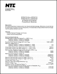 NTE5710 datasheet: Powerblock module. Average output current It(av) = 55A. Max repetitive peak reverse voltage (AC line) Vrrm = 1200V(480V). NTE5710