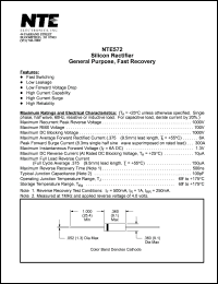 NTE572 datasheet: General purpose silicon rectifier, fast recovery. Max reccurent peak reverse voltage 1000V. Max average forward rectified current If(av) = 6A. NTE572
