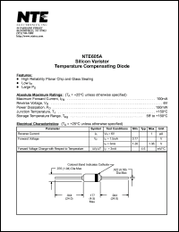 NTE605A datasheet: Silicon varistor, temperature compensating diode. Max forward current 100mA. NTE605A