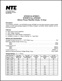 NTE5874 datasheet: Silicon power rectifier diode. Cathode to case. Max repetitive peak reverse voltage 200V. Average forward current 12A. NTE5874