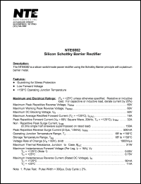 NTE6082 datasheet: Silicon schottky barrier recfifier. Peak repetitive reverse voltage 60V. Average rectified forward current 16A. NTE6082