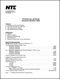 NTE6104 datasheet: Industrial rectifier, 550A. Cathode to case. Repetitive peak reverse voltae 1200V. NTE6104