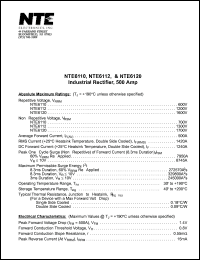 NTE6110 datasheet: Industrial rectifier. Repetitive voltae 600V. Average forward current 500A. NTE6110