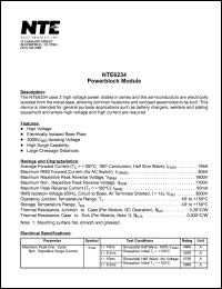 NTE6234 datasheet: Powerblock module. Average forward current 195A. Max repetitive peak reverse voltage 1600V. NTE6234