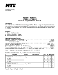 NTE6411 datasheet: Bilateral trigger diode (DIAC). Breakover voltage (forward and reverse)  40V (typ). NTE6411