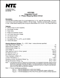 NTE7005 datasheet: Integrated circuit. 2-phase stepping motor driver. NTE7005