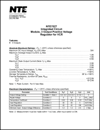 NTE7027 datasheet: Integrated circuit. Module, 3 output positive voltage regulator for VCR. NTE7027