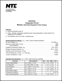 NTE7033 datasheet: Integrated circuit. Module, switching regulator power supply. NTE7033