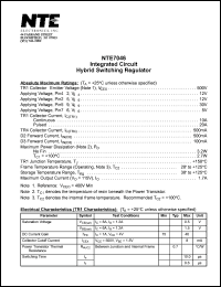 NTE7046 datasheet: Integrated circuit. Hybrid switching regulator. NTE7046