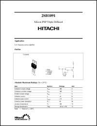 2SB1091 datasheet: Bipolar power switching Darlington transistor 2SB1091