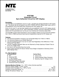 NTE7086 datasheet: Integrated circuit. Sync deflection circuit for CRT display. NTE7086