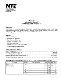 NTE709 datasheet: Integrated circuit. TV/FM sound IF amplifier. NTE709